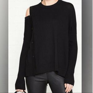 All Saints Black Ria Cold Shoulder Jumper Long Sleeve Sweater Small
